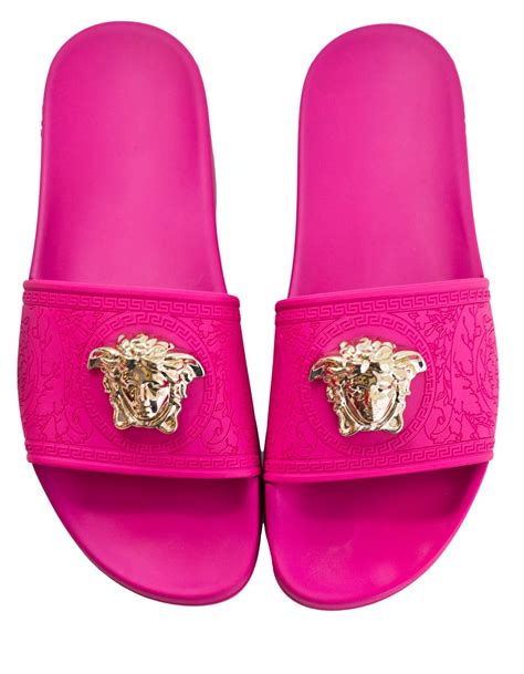 pink versace bling slides|light pink Versace slides.